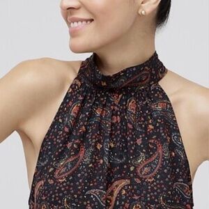 J. Crew Tie-Neck Sleeveless Paisley Tank Blouse - Black, Multicolored​​​​​​
